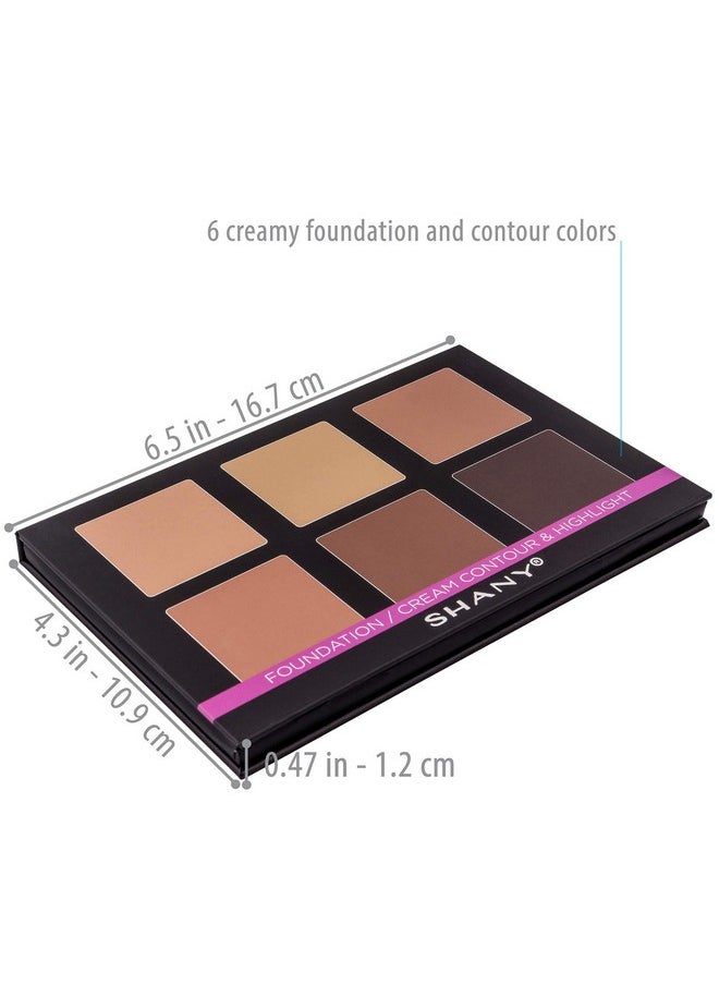 SHANY Foundation Cream Contour & Highlight Makeup Palette with Mirror - 6 Color Foundation Palette - FOUNDATION
