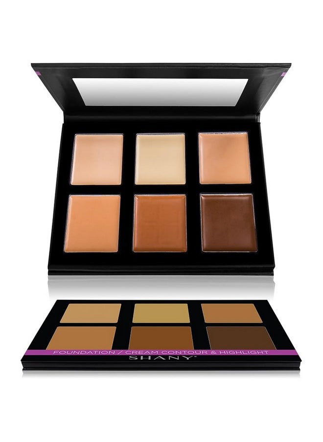 SHANY Foundation Cream Contour & Highlight Makeup Palette with Mirror - 6 Color Foundation Palette - FOUNDATION