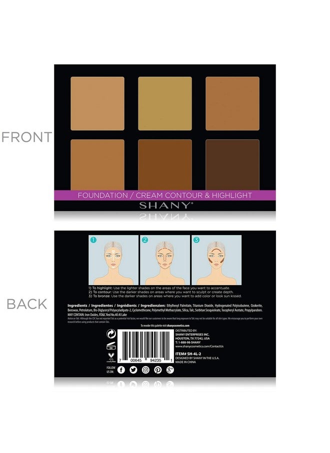 SHANY Foundation Cream Contour & Highlight Makeup Palette with Mirror - 6 Color Foundation Palette - FOUNDATION