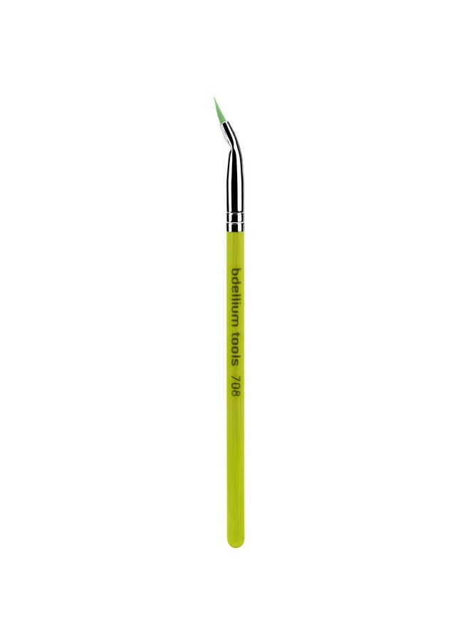 Bdellium Tools Professional Makeup Brush - Green Bambu Series 708 Bent Eyeliner - With Soft Synthetic Fibers, For Smooth Application (Green, 1pc)