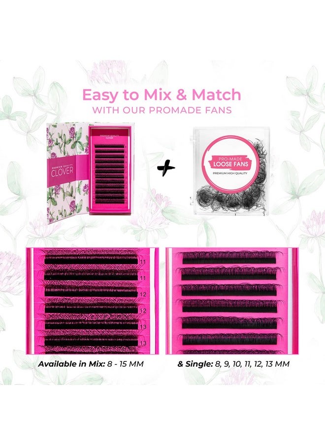 LLBA 5D W-Shaped Clover Eyelashes Extension | 0.07mm Thickness | C/CC/D Curl | 8mm-15mm Mixed & Single Length | Individual Eyelash Extensions | Easy Application & Long Lasting (0.07 D, 11mm)