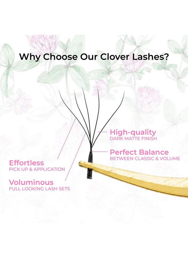 LLBA 5D W-Shaped Clover Eyelashes Extension | 0.07mm Thickness | C/CC/D Curl | 8mm-15mm Mixed & Single Length | Individual Eyelash Extensions | Easy Application & Long Lasting (0.07 D, 11mm)