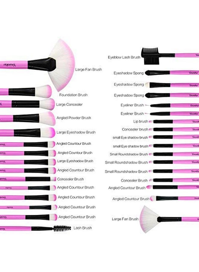 Makeup Brush Set, 32 Pcs Make up Brushes Professional Face Eye Shadow Foundation Blush Lip Makeup Brushes Powder Cosmetics Blending Brush Tool with the bag G-Bright purple