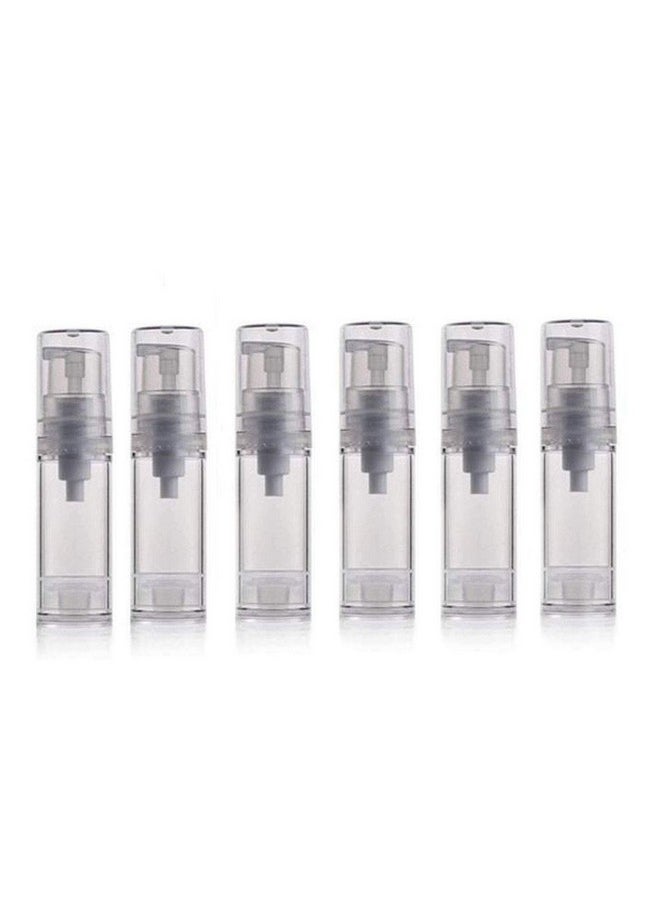 5ML Airless Pump Bottle-Empty Refillable Airless Vacuum Pump Cream Lotion Bottle Travel Bottles Toiletries Liquid Container for Cosmetic Make-up Pack of 6 (Transparent)