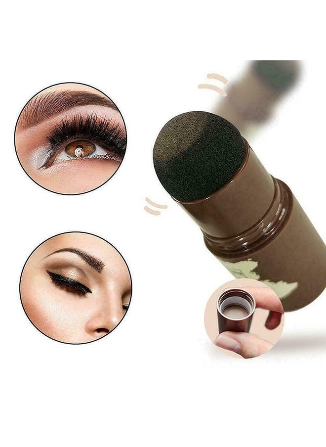 Eyebrow Stamp Shaping Kit, One Step Brow Stamp Stencil Kit Waterproof Eye Brow Stamp Makeup Tools Eyebrow Definer with 6 Reusable Eyebrow Stencils (Dark Brown)