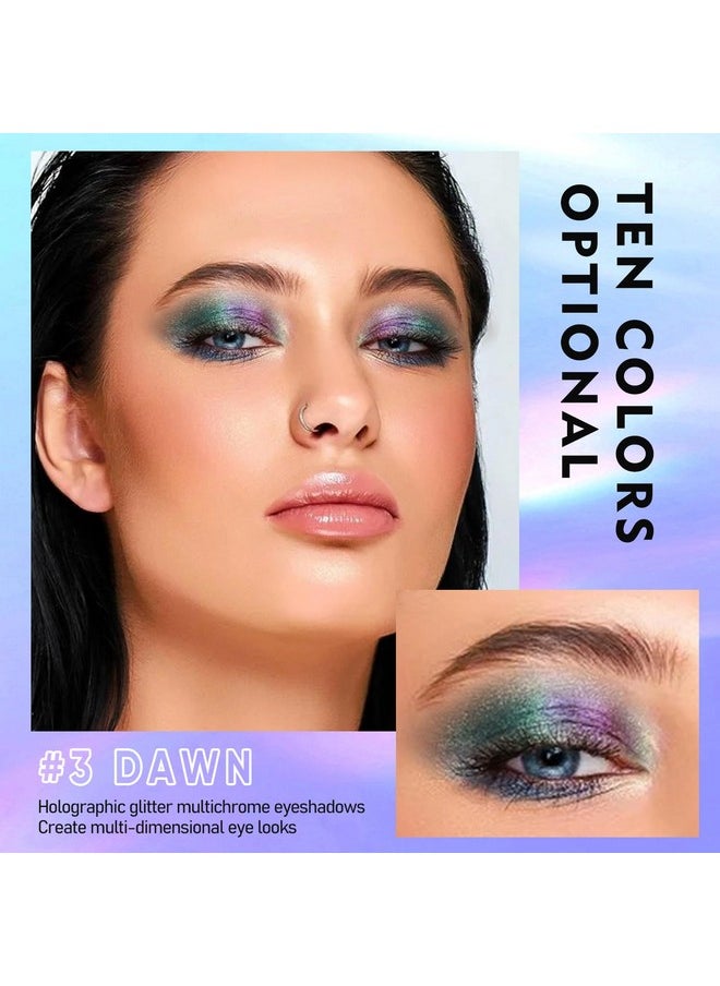 MAKI YIKA Glitter Eyeshadow Teal Liquid Multichrome Eyeshadows Long Lasting, Metallic Chameleon Eye Shadow Smudgeproof Holographic Multi-Dimensional Eye Looks (#3 Dawn)