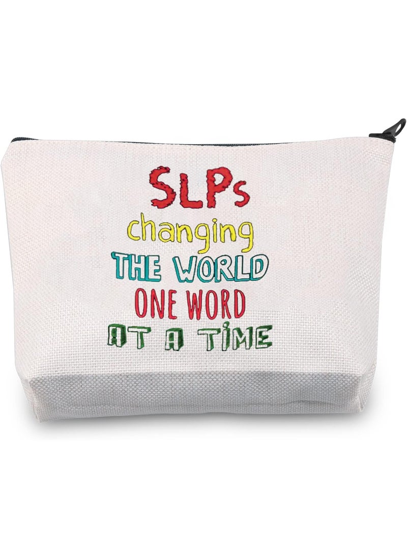LEVLO Speech Language Pathologist Gift Changing The World One Word at A Time Medical Charm Cosmetic Bag (SLPs)