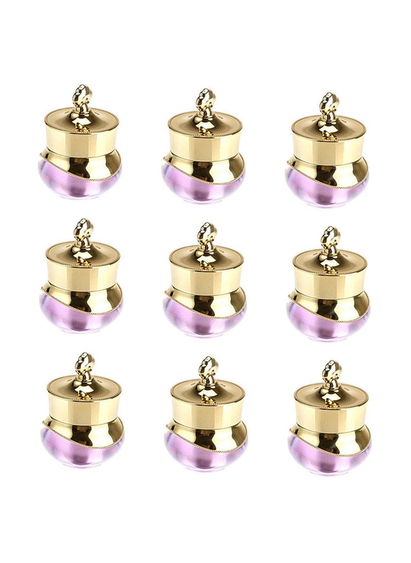 10 Packs 5 gram/5ml Gold Crown Empty Cream Jars Lip Balm Bottles Container Refillable Cosmetic Sample Jars Makeup Plastic Jar with Lid Cosmetic Trial Case for Lotion Creams Eyeshadow(Purple)