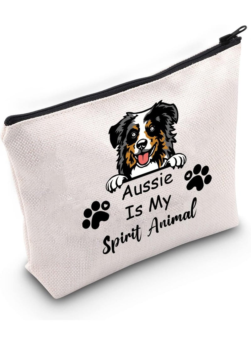 G2TUP Australian Shepherd Lover Gift Aussie Is My Spirit Animal Makeup Bag Aussie Mom Cosmetic Bag Aussie Dog Mom Owner Gift (Aussie Is My Spirit Animal)