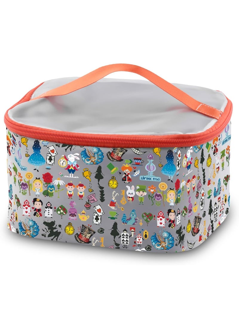 PXTIDY Alice Wonderland Characters Cosmetic Case Alice Fairy Tale Fans Gift Alice Theme Cartoon Makeup Organizer Bag