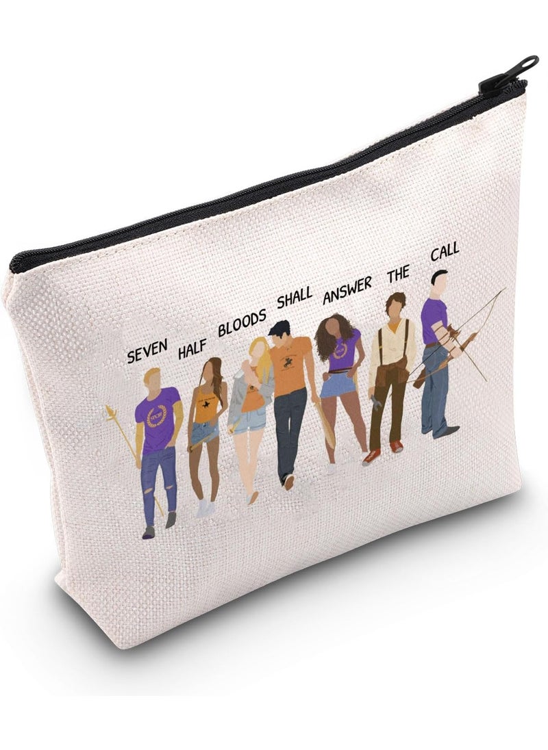 POFULL Camp Half Blood Cosmetic Bag Bookish Gift Percy Inspired Gift Seven Half Bloods Shall Answer The Call Makeup Pouch (SEVEN HALF)