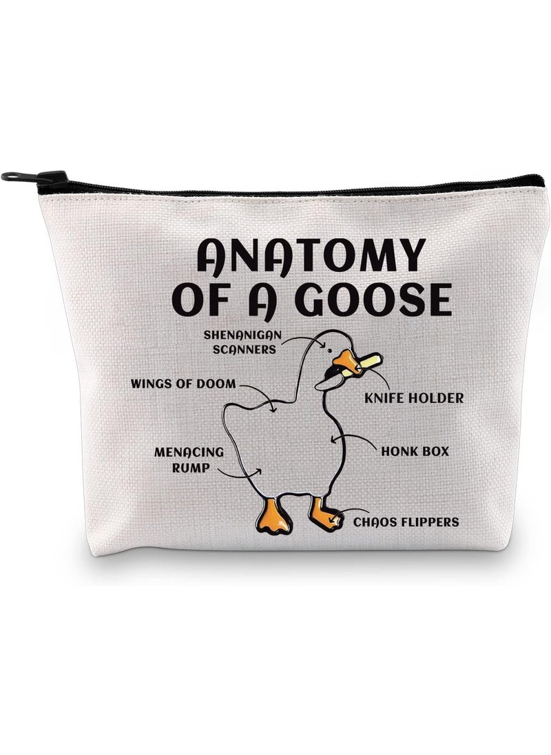 G2TUP Goose Lover Anatomy Of A Goose Makeup Bag Cosmetic Travel Pouch (White)