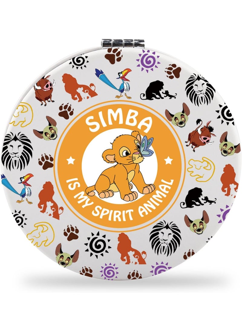 SEIRAA Simba Pocket Mirror - Tabletop Mount - Movie Themed - 2.75 Inch Round - Polyurethane (PU) Frame - 2-Sided Magnifying