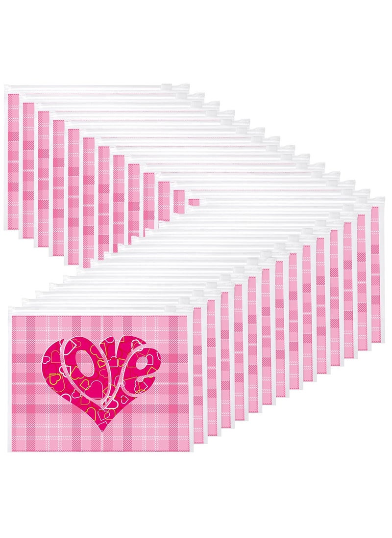 Reginary 50 Pcs Valentine Cosmetic Bag Valentines Love Makeup Bags Heart Pattern Zippered Pouch Bags Valentine's Day Gift for Girlfriend Wife EVA Waterproof Toiletry Bag for Valentine Party Favors