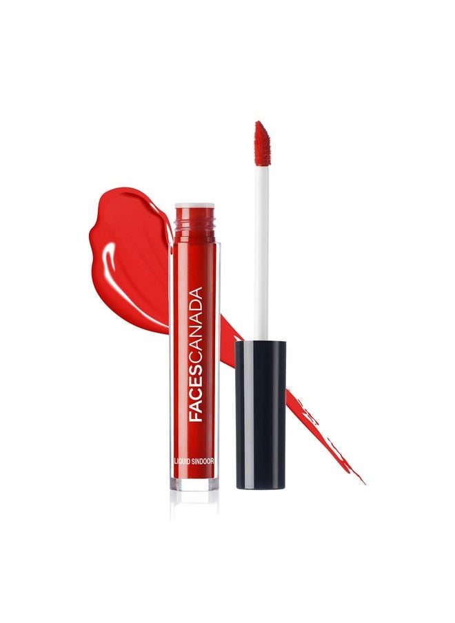 FACESCANADA Liquid Sindoor - Red, 2.5 ml | Highly Pigmented Rich Color | Quick Drying & Long Lasting | Velvet Matte Finish | Water-Proof | Smudge-Proof | Crease-Proof | Sponge Tip Applicator