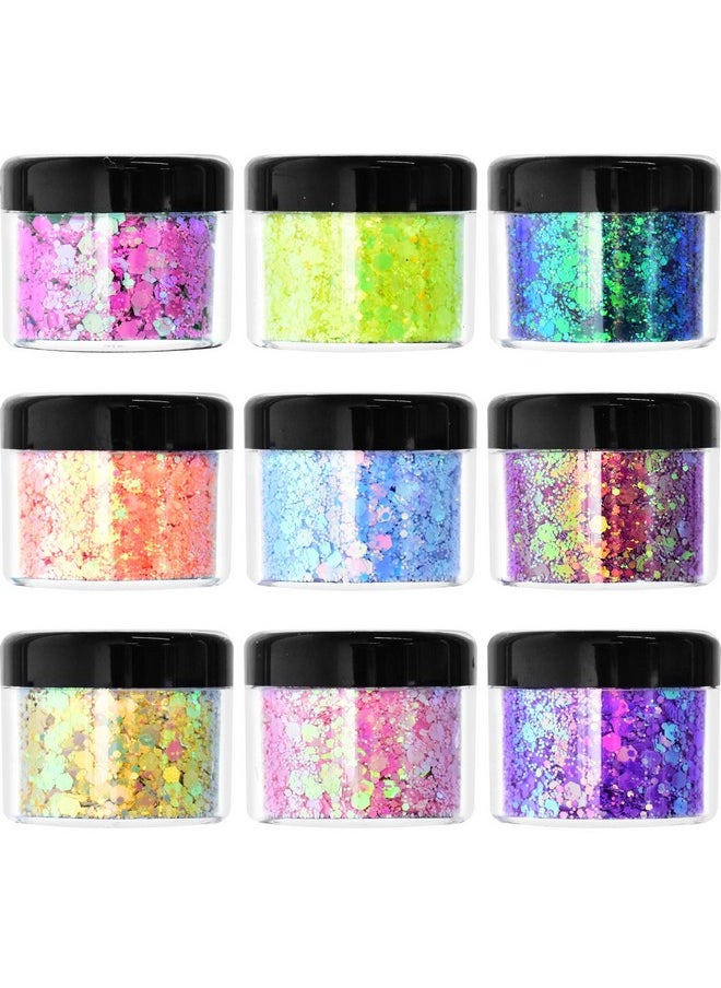 Body Glitter Wenida 9 Colors 190g Holographic Iridescent Cosmetic Festival Makeup Chunky Powder for Nail Hair Eye Face