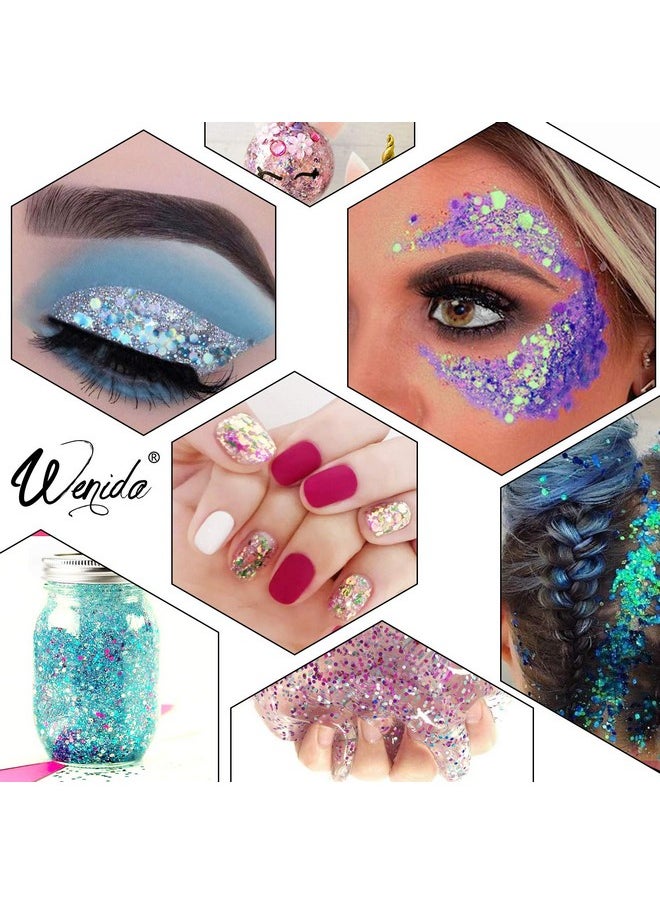 Body Glitter Wenida 9 Colors 190g Holographic Iridescent Cosmetic Festival Makeup Chunky Powder for Nail Hair Eye Face