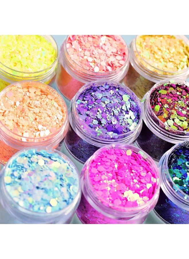 Body Glitter Wenida 9 Colors 190g Holographic Iridescent Cosmetic Festival Makeup Chunky Powder for Nail Hair Eye Face
