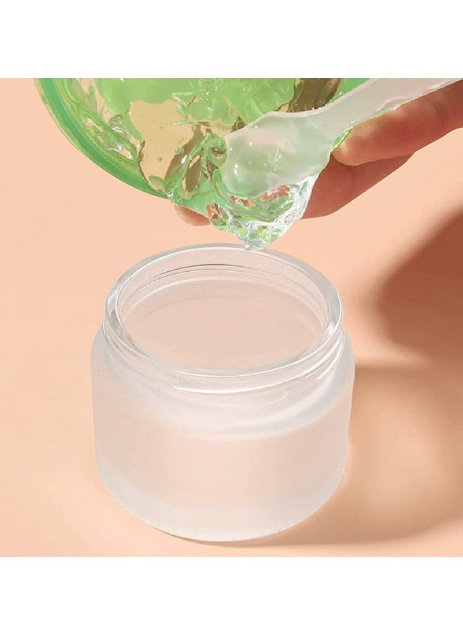 Healthcom 10 Packs 15ml/15g Empty Sample Jars Frosted Glass Cream Jar Bottle with Wood Grain Lid Cosmetic Containers Glass Cream Box Refillable Glass Cream Jar Pot for Makeup Lotion Face Eyeshadow