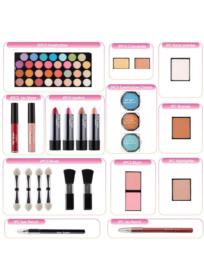 Hot Sugar Girls Makeup Kit for Birthday Gift, All in One Beginner Makeup Kit for Women Full Kit, Christmas Makeup Set for Teens 10 12 13 16 Includes Real Cosmetics and Makeup Tools (BLUE)