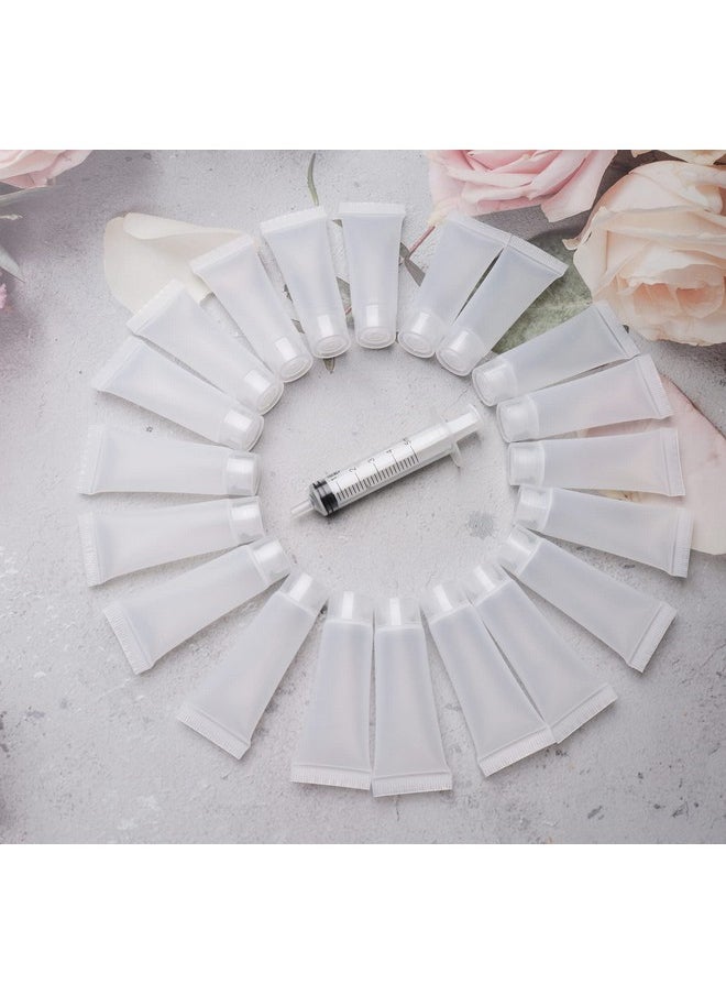 sowaka Empty Refillable Tube 20 Pcs 10 ML Plastic Squeezable Soft Cosmetic Containers Travel Bottles Holder for Lotion Cosmetic Makeup Sample Vial Jar Pot Case DIY Project