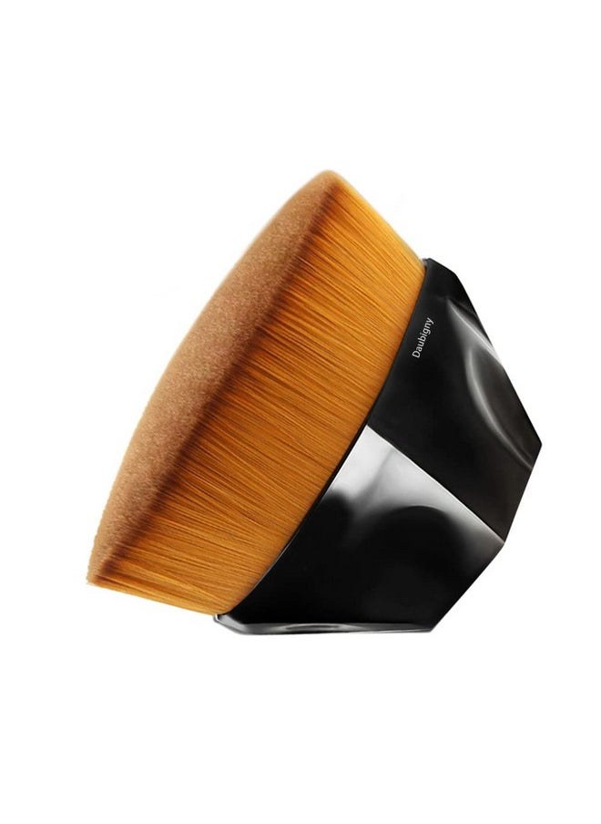 Foundation Makeup Brush Flat Top Kabuki Hexagon Face Blush Liquid Powder Foundation Brush for Blending Liquid, Cream or Flawless Powder Cosmetics with Bonus Protective Case (Black)