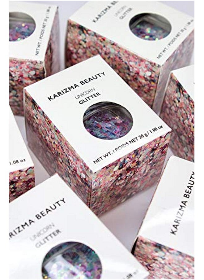 KARIZMA Unicorn Body Glitter. 30g Chunky Face Glitter, Hair Glitter, Eye Glitter and Body Glitter for Women. Rave Glitter, Festival Accessories, Cosmetic Glitter Makeup. Loose Glitter Set
