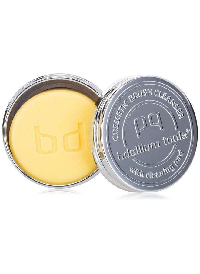 Bdellium Tools Cosmetic Brush Cleanser (Solid Brush Soap) with Cleaning Pad - Citrus Lemon Scent (Yellow)