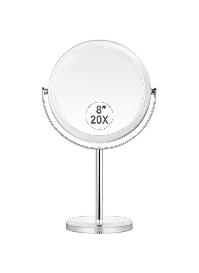 MIYADIVA 20X Magnifying Makeup Mirror,Double Sided 1X & 20X Magnifying Mirror with Stand,Tabletop Magnified Vanity Mirror with 360°Rotation for Bathroom or Bedroom 7.8 Inch