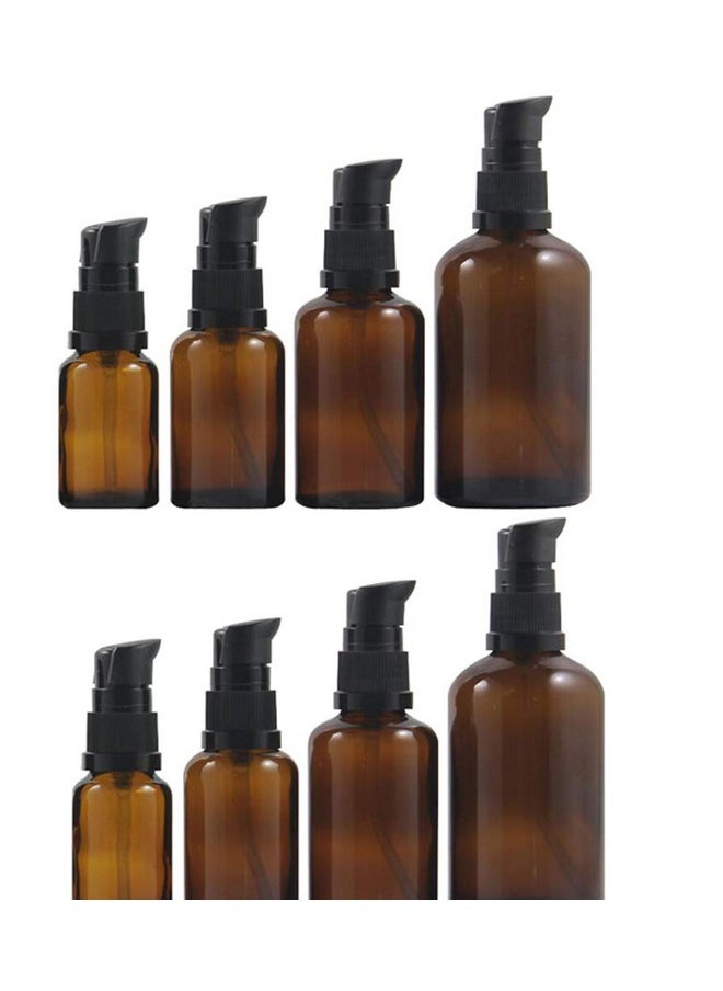 6PCS Empty Refillable Amber Glass Pump Press Bottles Cosmetic Storage Container Vial Jars Holder Pot For Makeup Lotion Emulsion Serum 30ml/1oz