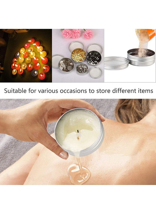 Healthcom 6-Ounce 12 Pack 180ml Empty Silver Round Aluminum Tin Cans Screw Top Metal Tins Aroma Hair Wax Tins Cosmetic Container Organization for Accessories DIY Beauty Salve Crafts Spice Candles