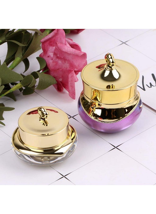 Healthcom 10 Packs 5 gram/5ml Gold Crown Empty Cream Jars Lip Balm Bottles Container Refillable Cosmetic Sample Jars Makeup Plastic Jar with Lid Cosmetic Trial Case for Lotion Creams Eyeshadow(Purple)