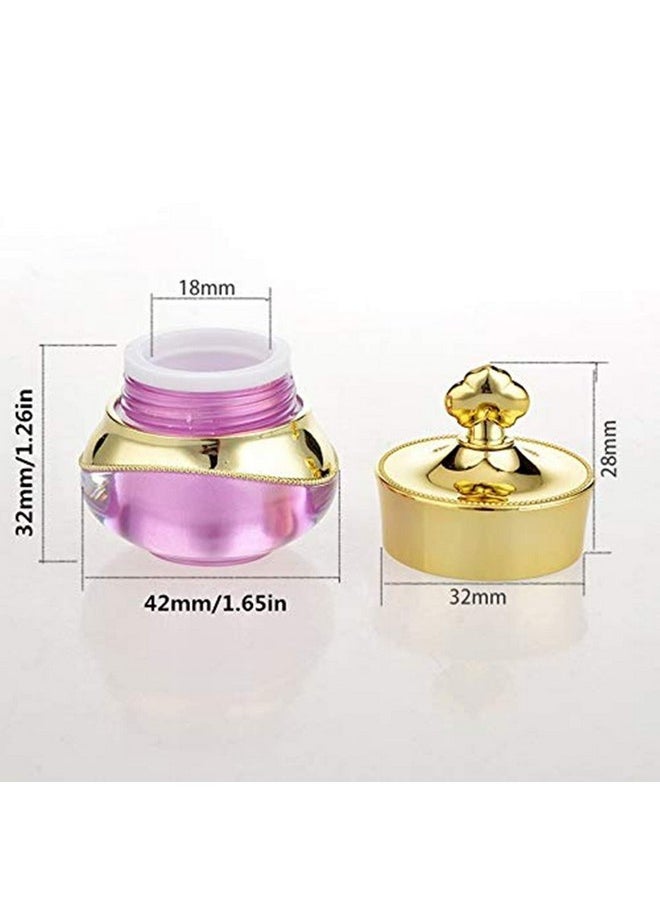 Healthcom 10 Packs 5 gram/5ml Gold Crown Empty Cream Jars Lip Balm Bottles Container Refillable Cosmetic Sample Jars Makeup Plastic Jar with Lid Cosmetic Trial Case for Lotion Creams Eyeshadow(Purple)
