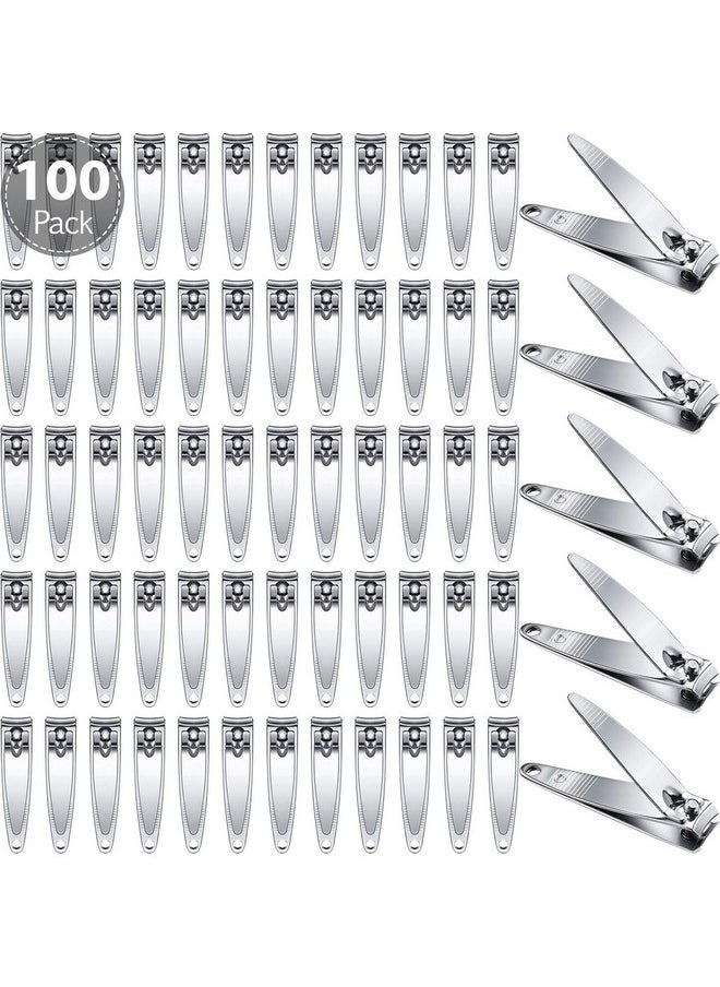 Mudder 100 Pieces Nail Clippers Bulk for Men and Women Stainless Steel Fingernail Clippers Flat Toenail Clippers Portable Travel Fingernails Pointed Manicure Pedicure Sturdy Trimmer Set for Men Women