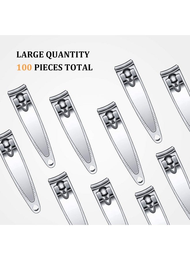 Mudder 100 Pieces Nail Clippers Bulk for Men and Women Stainless Steel Fingernail Clippers Flat Toenail Clippers Portable Travel Fingernails Pointed Manicure Pedicure Sturdy Trimmer Set for Men Women