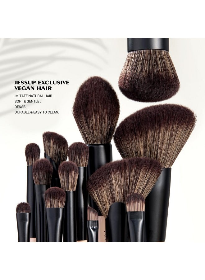 Jessup Makeup Brushes Set 7pcs Double Sided Makeup Brushes for Foundation Concealer Blush Eyeshadow Contour Bronzer Powder Blending Eyebrow Eyeliner, Cruelty-Free Make up Brushes Peach Dust T600