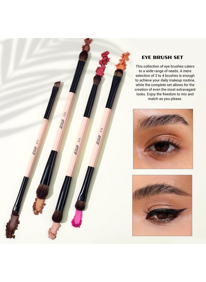 Jessup Makeup Brushes Set 7pcs Double Sided Makeup Brushes for Foundation Concealer Blush Eyeshadow Contour Bronzer Powder Blending Eyebrow Eyeliner, Cruelty-Free Make up Brushes Peach Dust T600