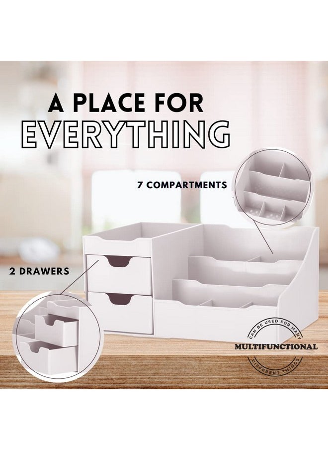 Mantello Bathroom Organizer Countertop- Make Up Organizers and Storage- Bathroom Counter Organizer and Skin Care Organizer, Makeup Organizer for Vanity- White