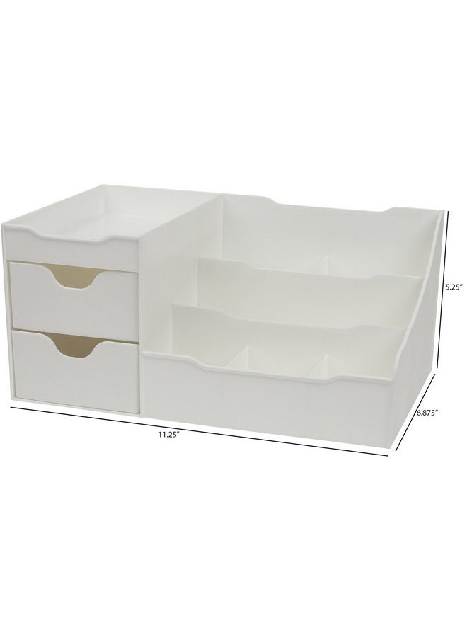 Mantello Bathroom Organizer Countertop- Make Up Organizers and Storage- Bathroom Counter Organizer and Skin Care Organizer, Makeup Organizer for Vanity- White