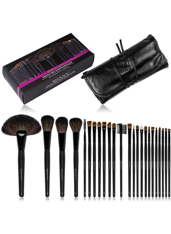 SHANY Makeup Brushes Studio Quality Total Pro Make up Brush Set with Leather Pouch- Foundation brush, Powder brush, Eyeshadow Brush, Concealer Brush, Liner Brush and more. 24 Count
