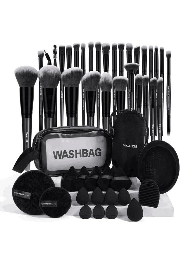 MAANGE Makeup Brushes 49 Pcs Makeup Kit, Multi-functional Makeup Tool Set with Makeup Brush Foundation Brush Make up Brushes Set (Black, 49 Piece Set)