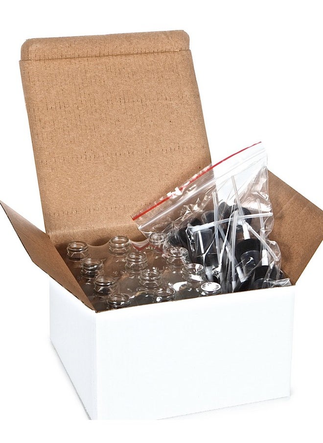 Vivaplex, 12, Clear, 2 oz Glass Bottles, with Black Fine Mist Sprayers