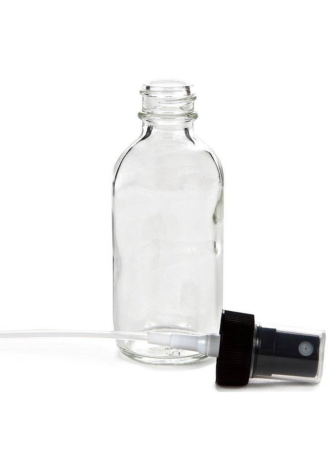 Vivaplex, 12, Clear, 2 oz Glass Bottles, with Black Fine Mist Sprayers