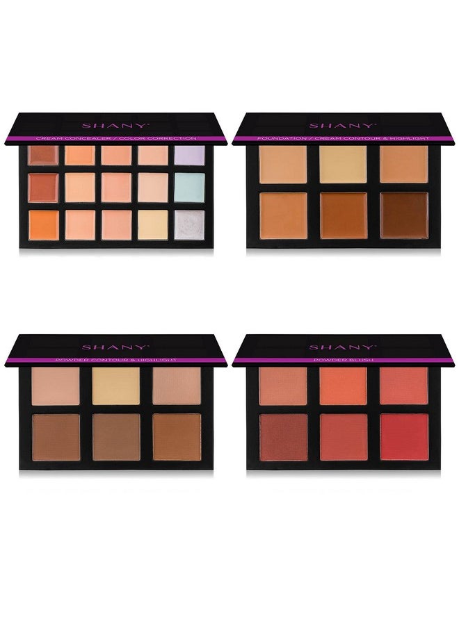 SHANY 4-Layer Contour and Highlight Makeup Kit - Set of Concealer Palette, Color Corrector, Makeup Foundation Palette, Contour Highlight Palette, and Blush Palettes