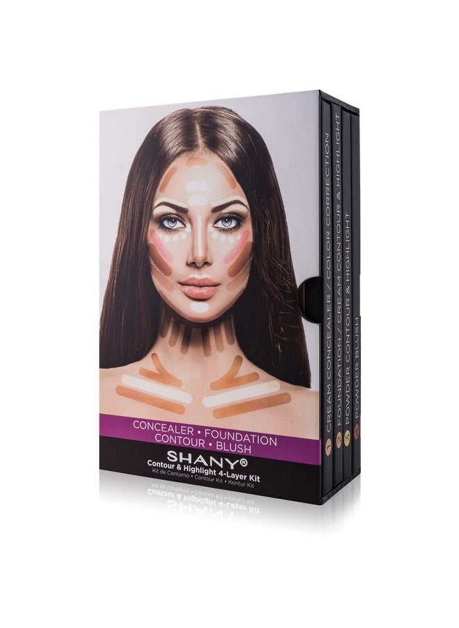 SHANY 4-Layer Contour and Highlight Makeup Kit - Set of Concealer Palette, Color Corrector, Makeup Foundation Palette, Contour Highlight Palette, and Blush Palettes