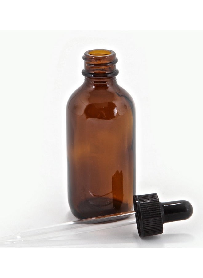 12, Amber, 2 oz Glass Bottles, with Glass Eye Droppers