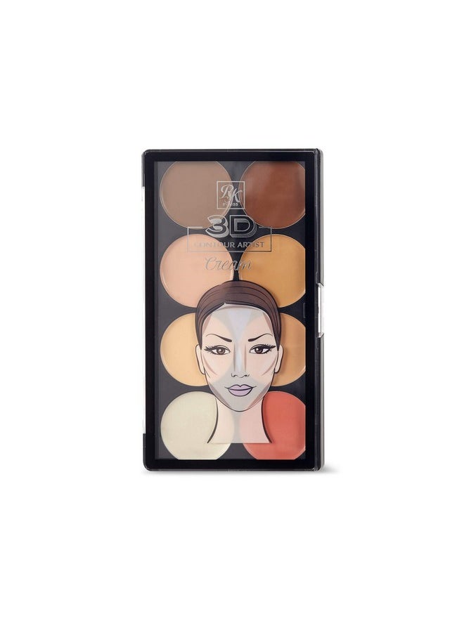 Ruby Kisses Flawless Finish with 3D Contour Cream Makeup Palette - Lightweight, Multi-Palette, Contouring Foundation, Creamy, Sculpt &Highlighting, Define Cheekbones (Light)