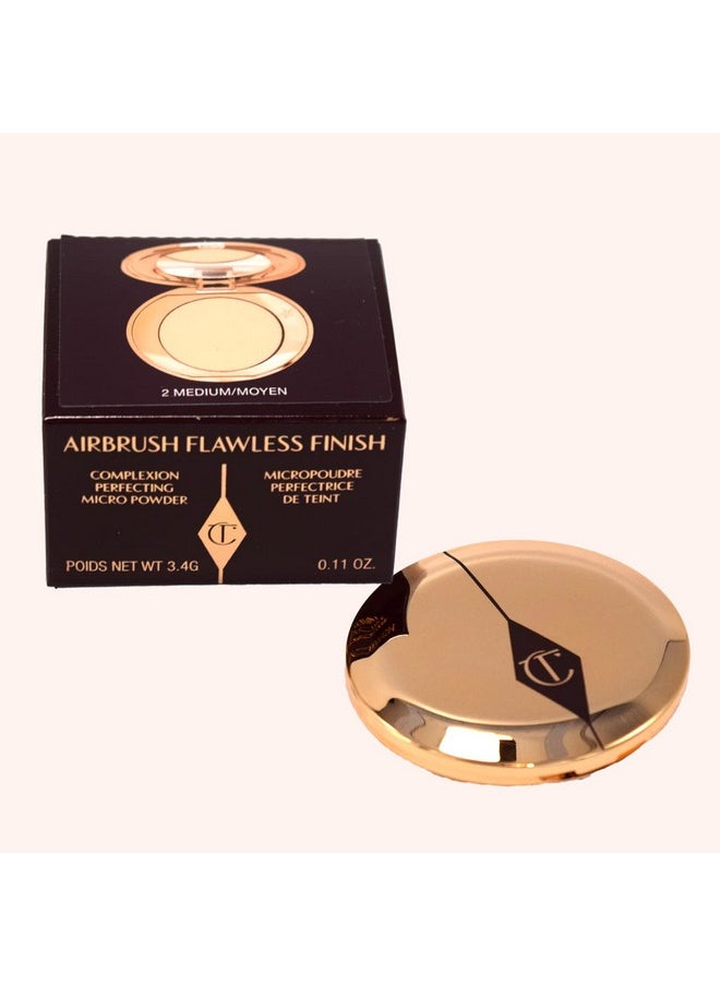 Charlotte Tilbury Mini Airbrush Flawless Finish Setting Pressed Compact Makeup Face Powder for Women - 2 Medium