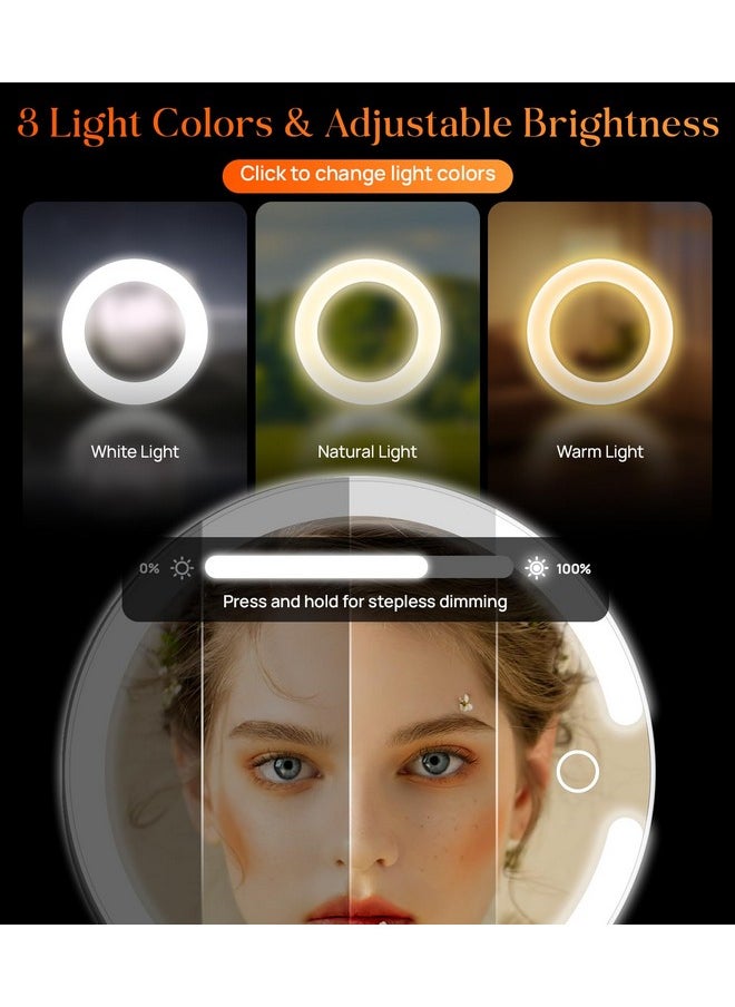Gospire Magnifying Mirror with Light 10X 1X Magnifition 2-Sided Travel Makeup Mirror Rechargeable 3 in 1 Hand Held Desk Hanging Lighted Mirror with 3 Color Dimmable Lights LED Vanity Mirror