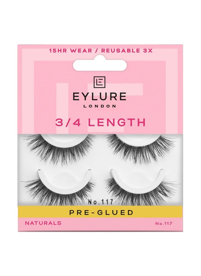 Eylure Pre-Glued Wispy Light Texture Eyelashes, No.117, Twin Pack